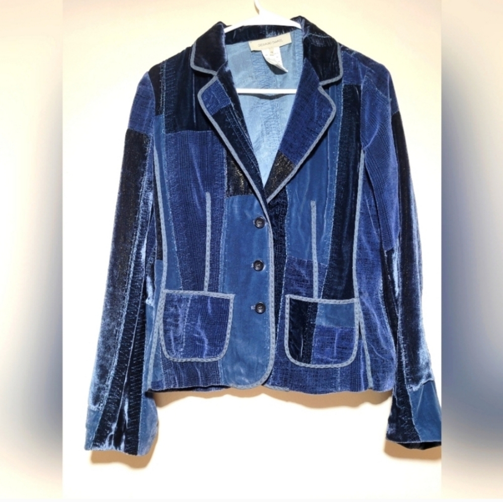 Vintage Gerard Darel Patchwork Silk/Velvet Blazer